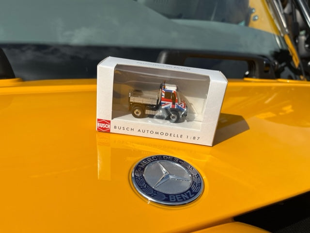 UNIMOG Modell U430 „Union Jack", 1:87 - Unimogshop RKF, Bleses, Unimog, Shop, MB, Trac, mercedesunimog, unimog feuerwehr, unimog agrar, unimog modell, unimog kaufen, unimog wohnmobil, benz, unimog bundeswehr